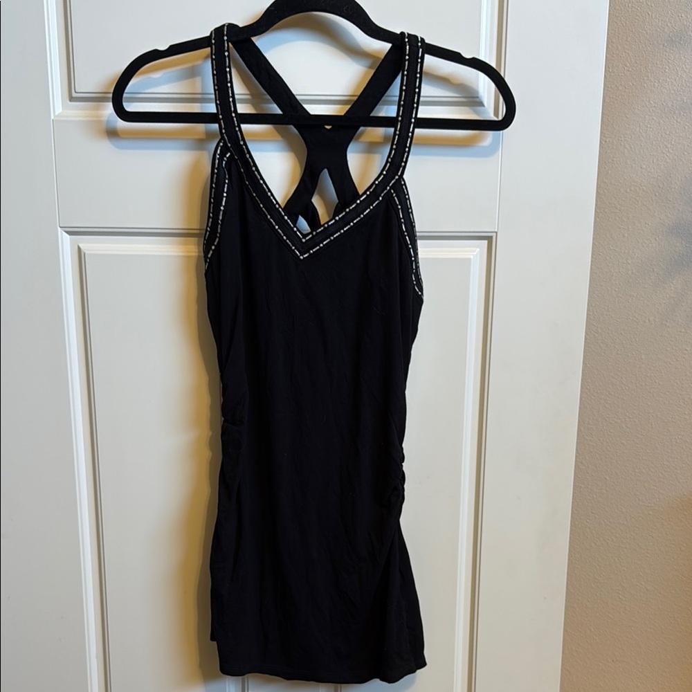 White House Black Market Black Tank Top with White Accents